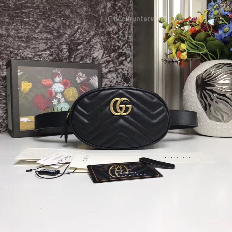 Gucci GG Marmont Matelassé Leather Belt Black Bag 476434